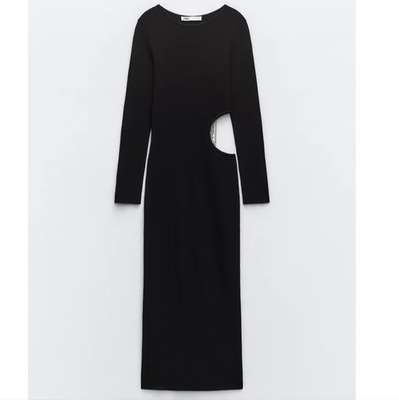 CHAIN APPLIQUÉ KNIT DRESS WITH CUT-OUT DETAIL SIZE M - Picture 4 of 10